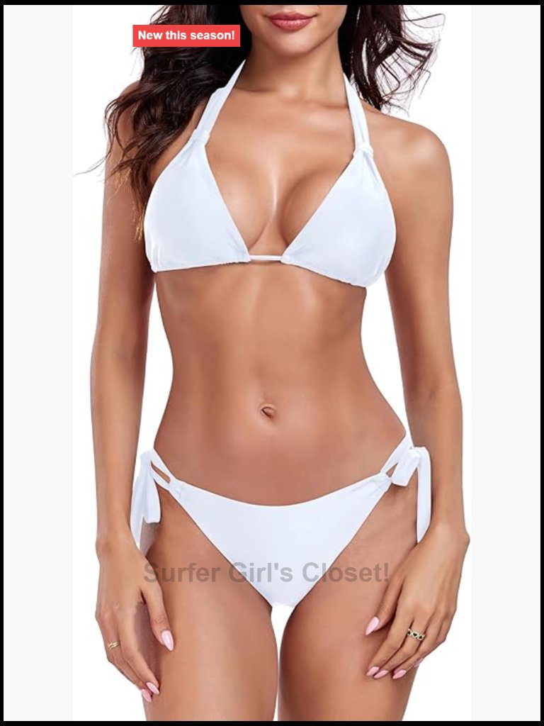 Wide Halter String Triangle Bikini Set Tie Side Bottom Two Piece Swimsuit
